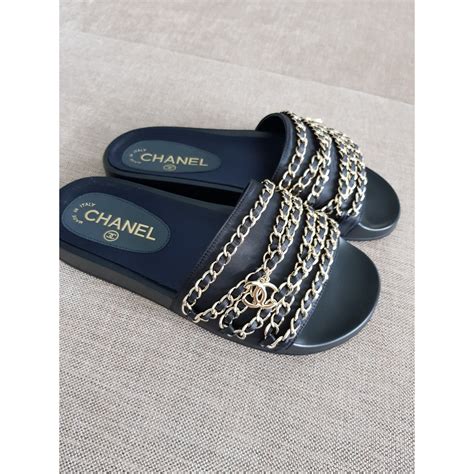 chanel chain slides 41|chanel suede sandals.